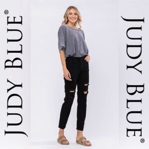 ‼️ Last Pair ‼️ JUDY BLUE | Black Hi-Waist Destroyed Boyfriend - NWT!